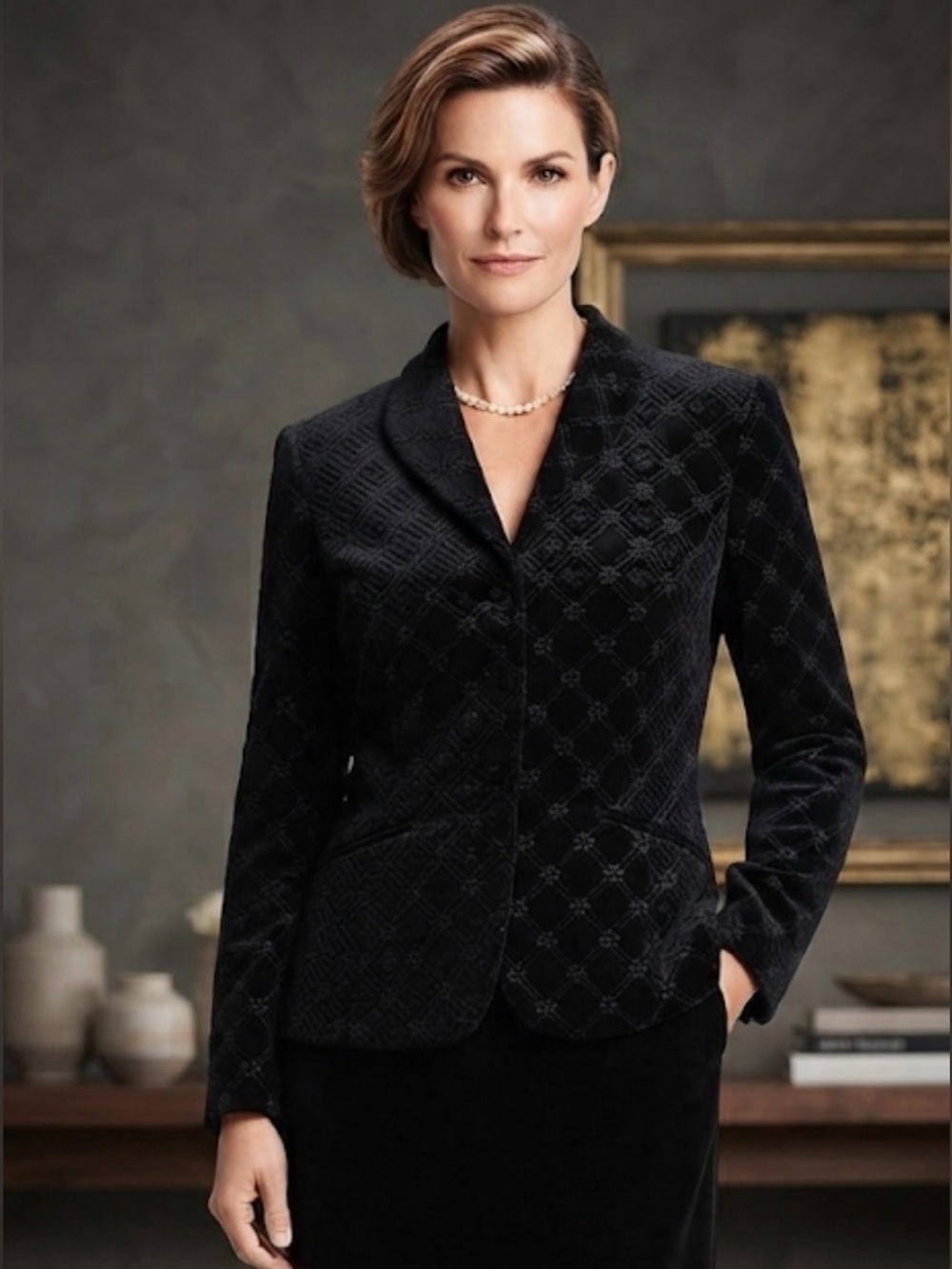 Laura Ashley Vintage Black Velvet Skirt Suit SZ 12
